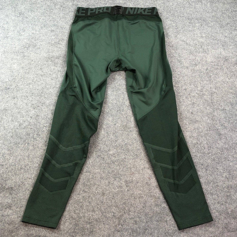 Nike Hyperwarm Compression Mens Pants XL Dark Green Stretch Training Combat - Picture 2 of 14